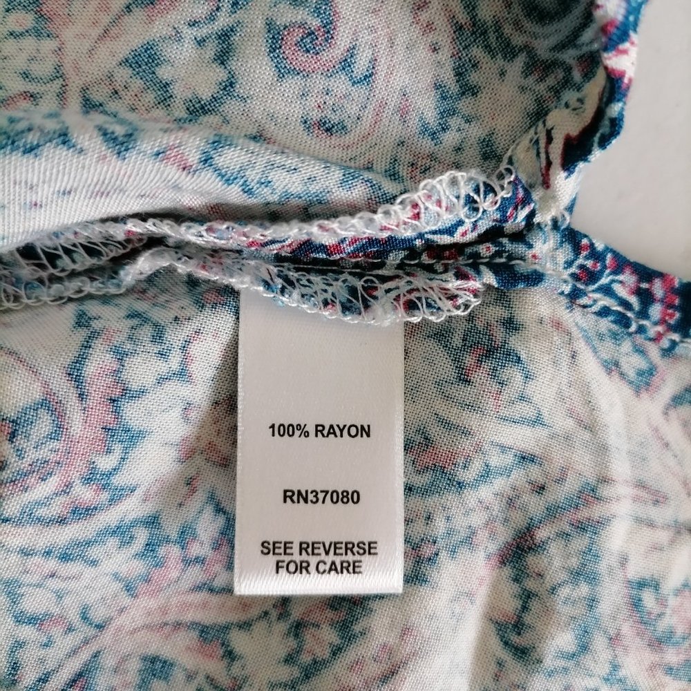 Cato Est. 1946 Womens Multicolor Paisley Print Roll Tab Sleeve Blouse Top Size L - Picture 8 of 8